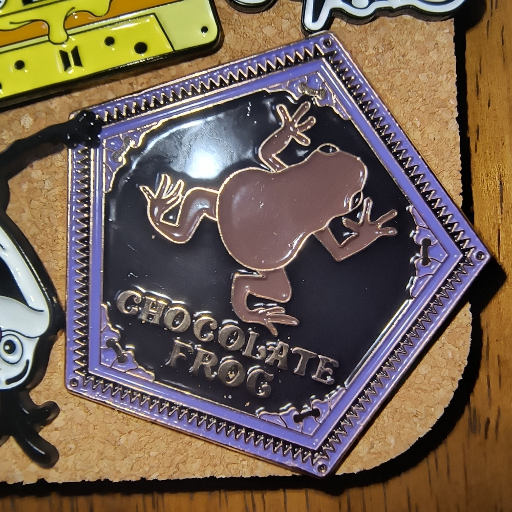 Chocolate Frog Enamel Pin – Purple and Brown Reptile Accessory